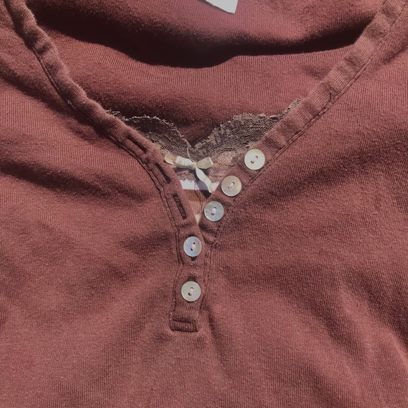 Y2K layered with lace brown long sleeve size small - Picture 2 of 2